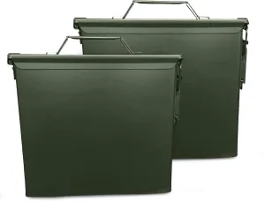MIL SPEC PA19 Tall 50 Cal Ammo Can (2) UN Stenciled - Water Resistance Organizer for 5.56 Ammo, Tools & Storage Surplus w/Powder Coated Polish Paint