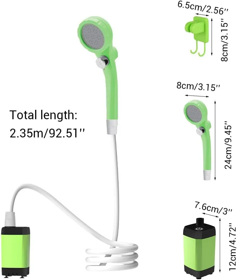 MiOYOOW Camping Portable Shower, USB Outdoor Shower Digital Display Camp Shower Pump with 5 Angle & Infinitely Water Adjustment for Hiking Camping Traveling