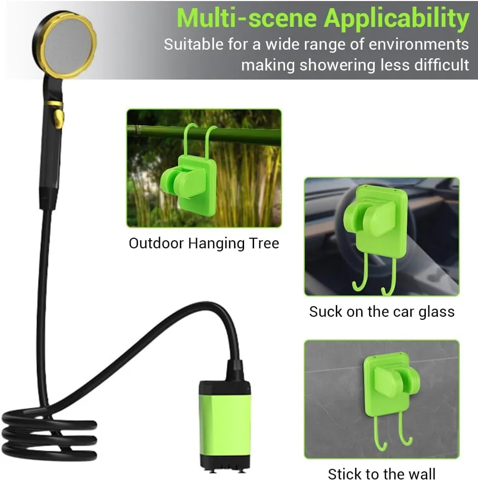 MiOYOOW Camping Portable Shower, USB Outdoor Shower Digital Display Camp Shower Pump with 5 Angle & Infinitely Water Adjustment for Hiking Camping Traveling