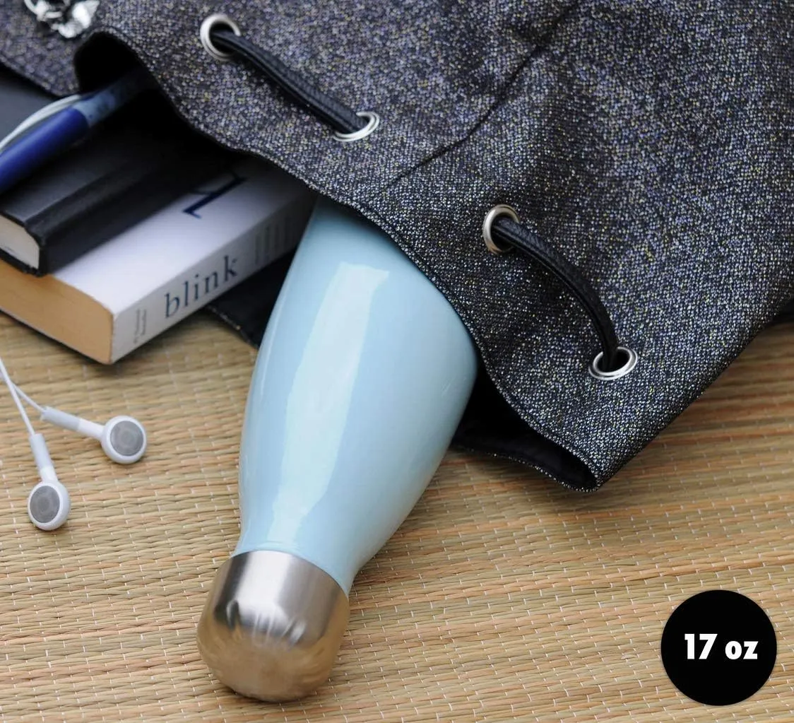 MIRA 17 oz Insulated Water Bottle - Stainless Steel Cola Shape Thermos - Double Wall Hot & Cold Flask (24Hr Cold/12Hr Hot) - Pearl Blue