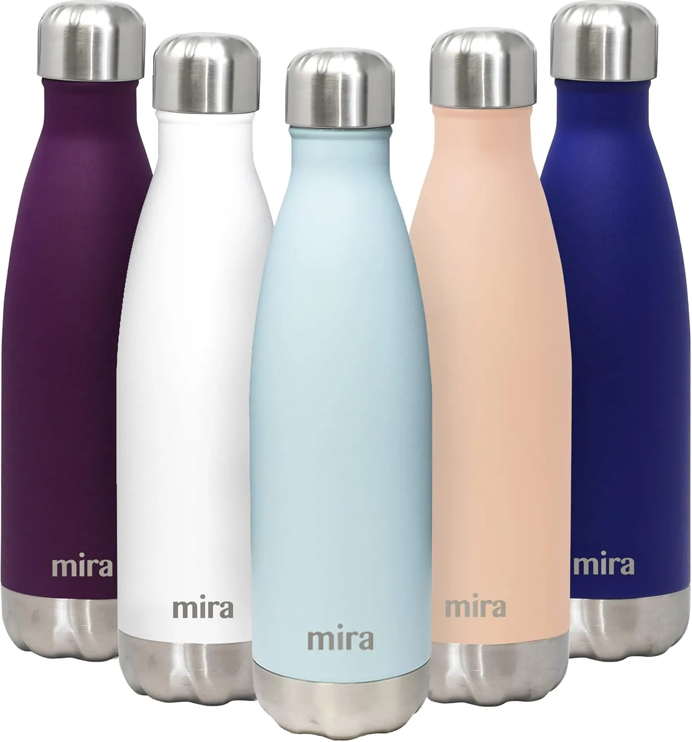MIRA 17 oz Insulated Water Bottle - Stainless Steel Cola Shape Thermos - Double Wall Hot & Cold Flask (24Hr Cold/12Hr Hot) - Pearl Blue