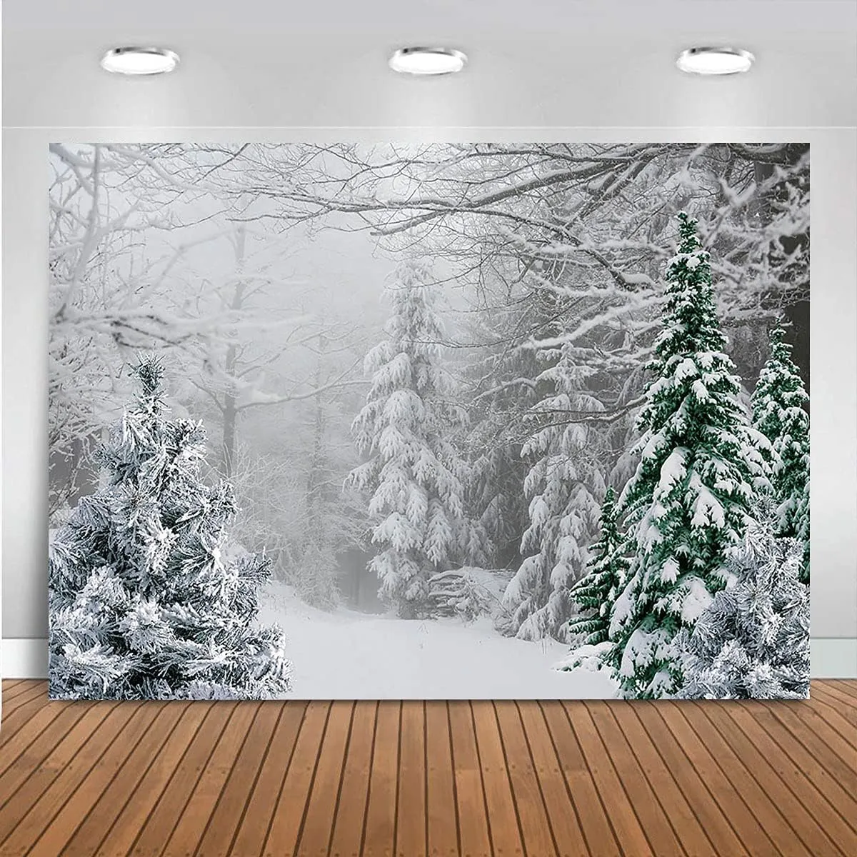 Mocsicka Winter Landscape Backdrop Winter Forest Ice and Snow World Baby Shower Photography Background Vinyl Xmas New Year Snow Scene Holiday Party Decoration Photo Booth Supplies (8x6ft)