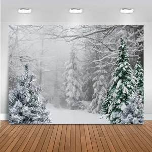 Mocsicka Winter Landscape Backdrop Winter Forest Ice and Snow World Baby Shower Photography Background Vinyl Xmas New Year Snow Scene Holiday Party Decoration Photo Booth Supplies (8x6ft)