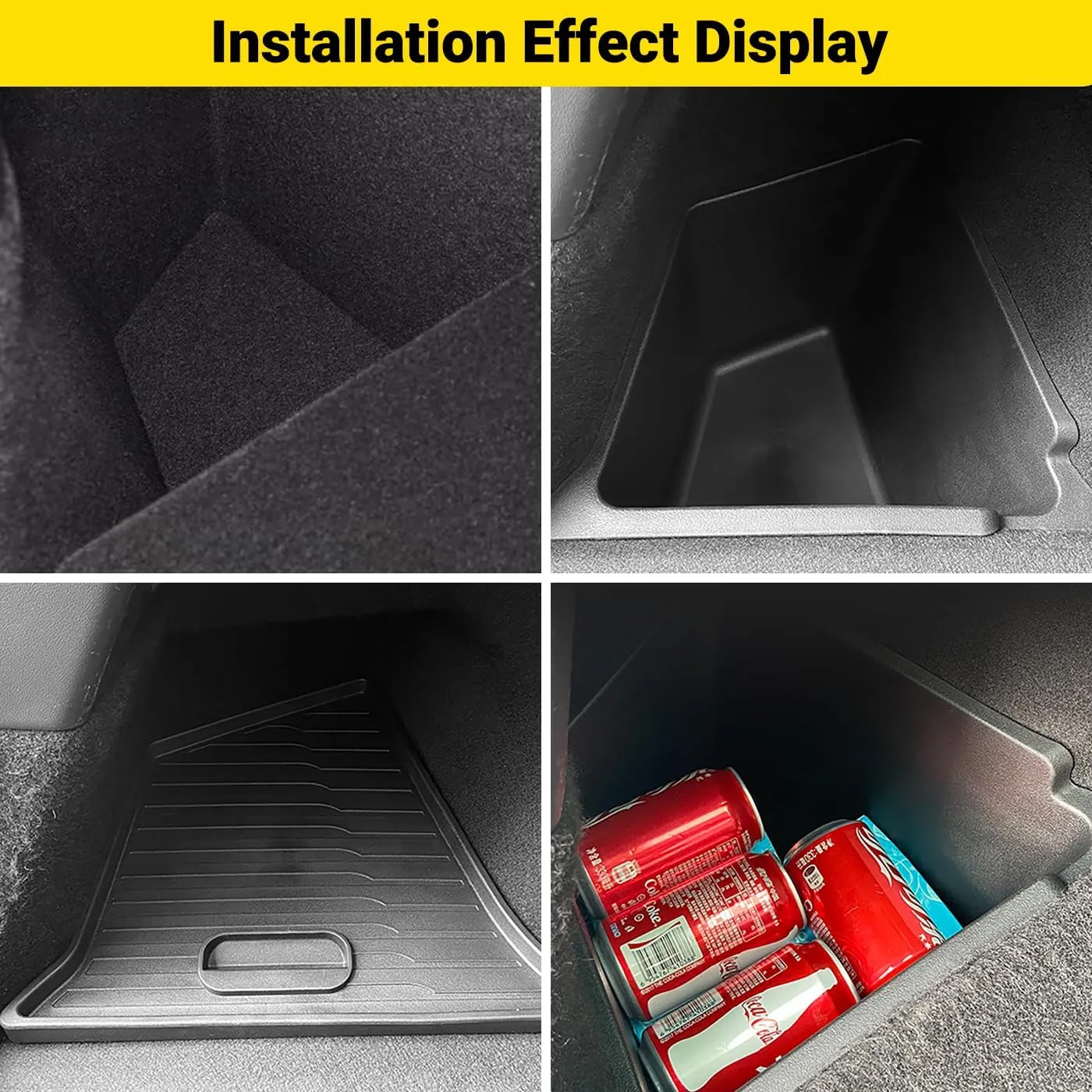 Model Y 5 Seater Rear Trunk Storage Bins with Lids for 2023-2024-(No for 2025 New Model Y Juniper) 2PCS Model Y Rear Trunk Storage Box TPE Waterproof Trunk Organizer Interior Accessories