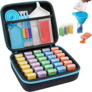MoeeBtee Diamond Painting Storage Containers, 30 Slots Diamond Painting Accessories and Tools, Diamond Painting Organizer, Diamond Art Storage Case Jewelry Beads Storage Case - Blue