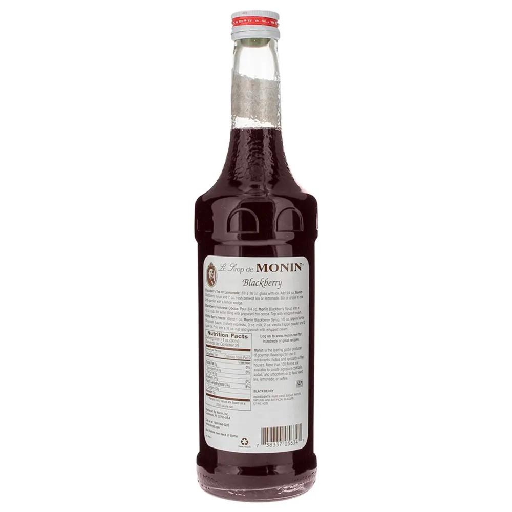 Monin - Blackberry Syrup, Soft and Succulent, Great for Cocktails, Lemonades, and Sodas, Gluten-Free, Non-GMO (750 ml)