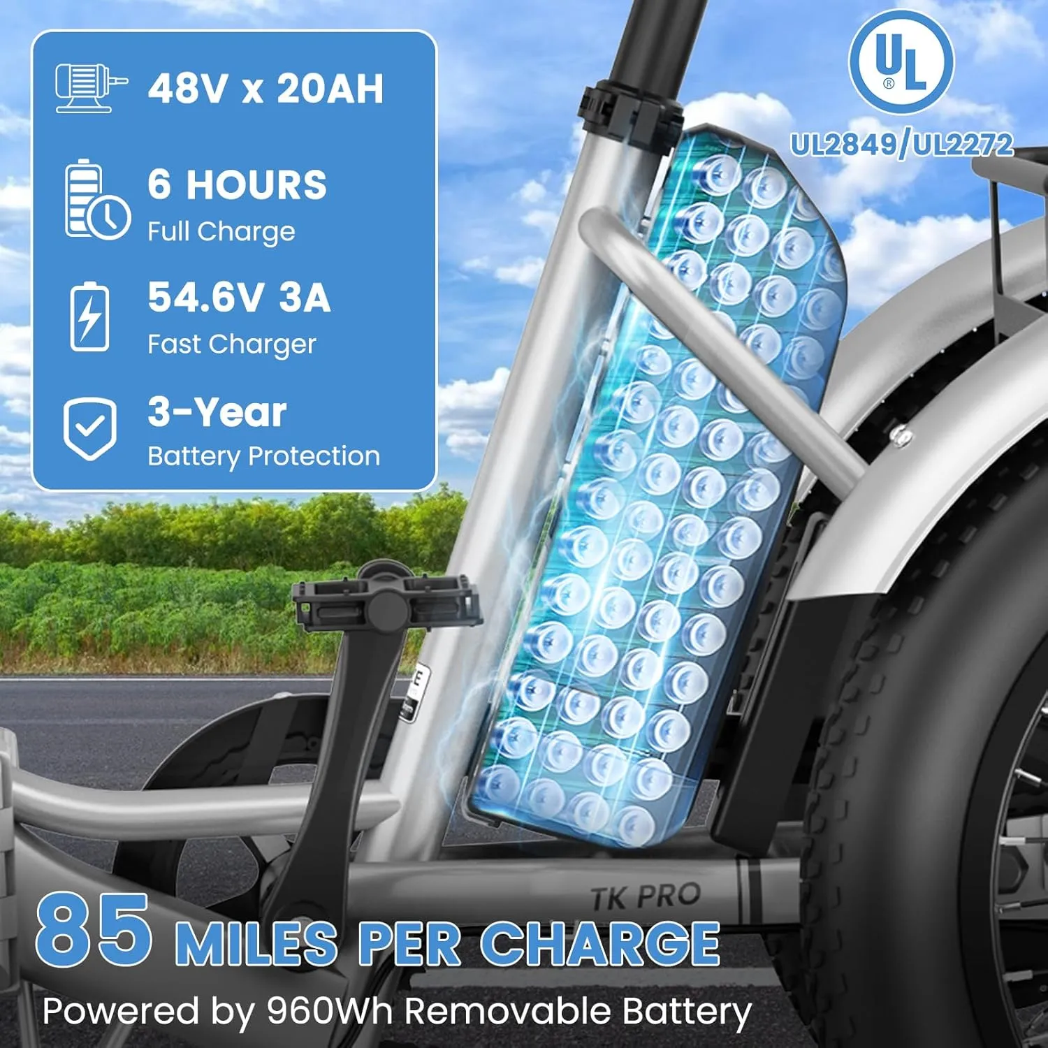 MOONCOOL Electric Trike, Electric Tricycle for Adults, 20" Folding 3 Wheels Electric Bicycle Bikes, 48V 500W/750W Motorized Electric Ebike with Aluminum Frame, Removable Battery and Basket