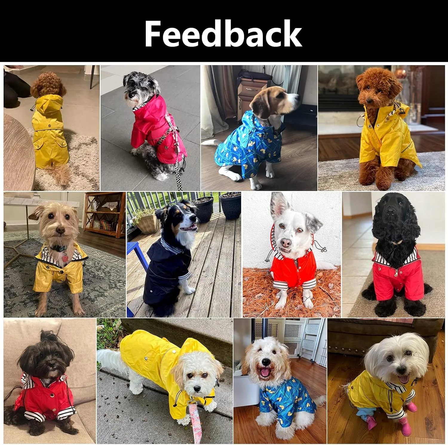 Morezi Dog Zip Up Raincoat with Reflective Buttons, Rain/Water Resistant, Adjustable Drawstring, Removable Hood, Raincoats with Legs 8lbs to 80lbs Available - Dark Blue - L