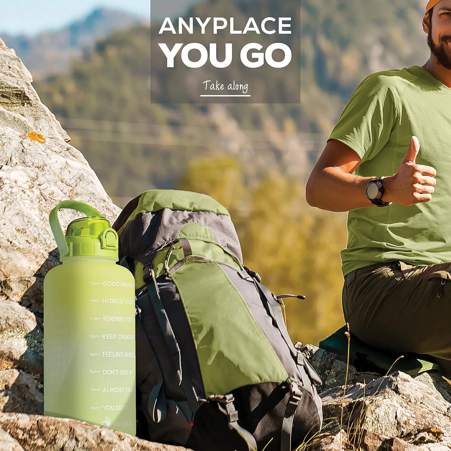 Motivational Water Bottle with Straw & Handle,One Gallon Water Bottle 128 oz/3.8L,Reusable Water Jug, Achieve All-Day Hydration SpillProof, BPA FREE