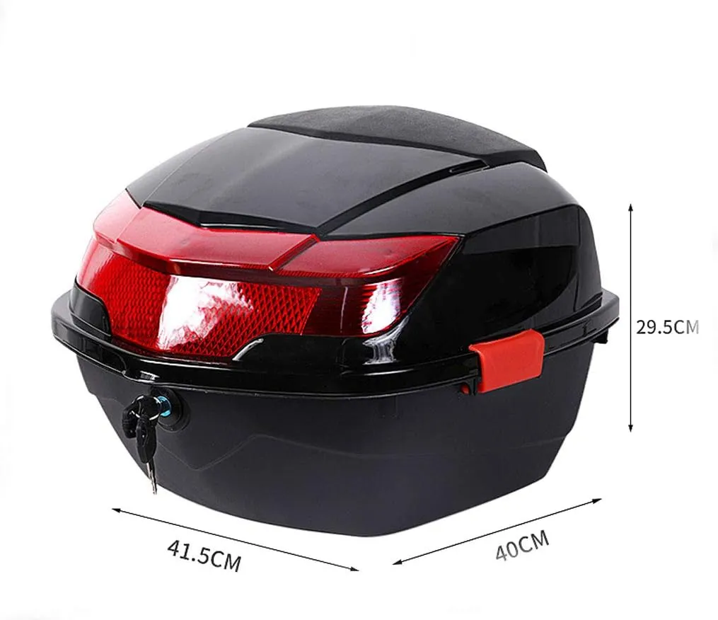 Motorcycle Trunk Travel Luggage Storage Box, Universal Motorcycle Trunk，with Key，Waterproof，High Capacity，Wear-Resistant, compressive and Seismic， Elegant Black, Ice White, Silver, Red, Blue(Col