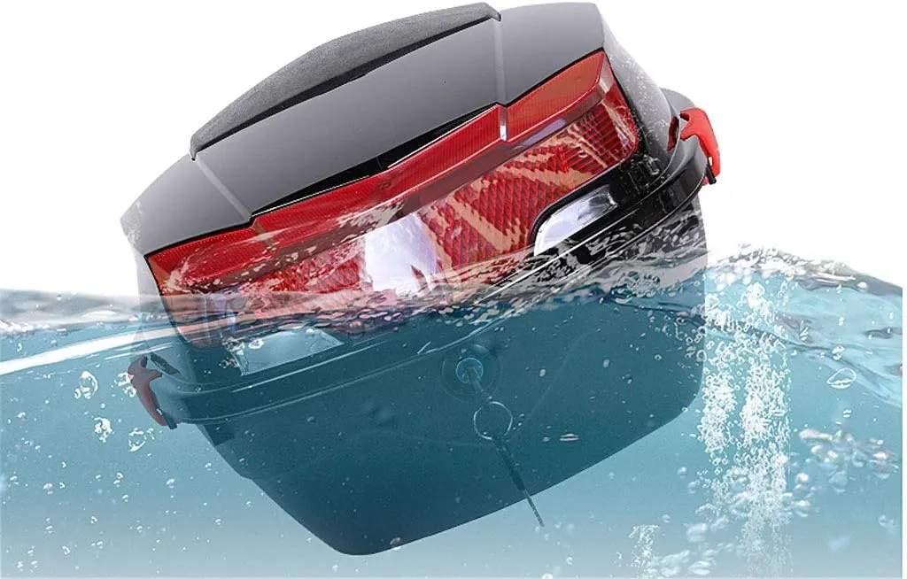 Motorcycle Trunk Travel Luggage Storage Box, Universal Motorcycle Trunk，with Key，Waterproof，High Capacity，Wear-Resistant, compressive and Seismic， Elegant Black, Ice White, Silver, Red, Blue(Col