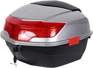 Motorcycle Trunk Travel Luggage Storage Box, Universal Motorcycle Trunk，with Key，Waterproof，High Capacity，Wear-Resistant, compressive and Seismic， Elegant Black, Ice White, Silver, Red, Blue(Si