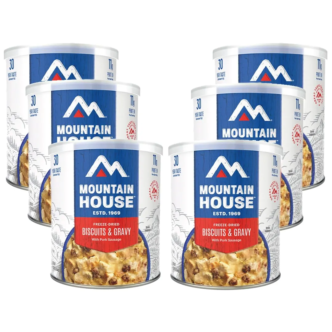 Mountain House Biscuits & Gravy Limited Release #10 Can | Freeze-Dried Survival & Emergency Food | Gluten Free Hunting, Survival, Camping, Backpacking Food 6 Cans Per Case with 30 Year Taste Guarantee