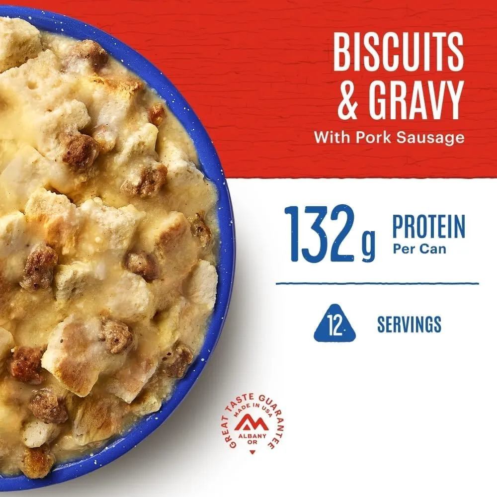 Mountain House Biscuits & Gravy Limited Release #10 Can | Freeze-Dried Survival & Emergency Food | Gluten Free Hunting, Survival, Camping, Backpacking Food 6 Cans Per Case with 30 Year Taste Guarantee