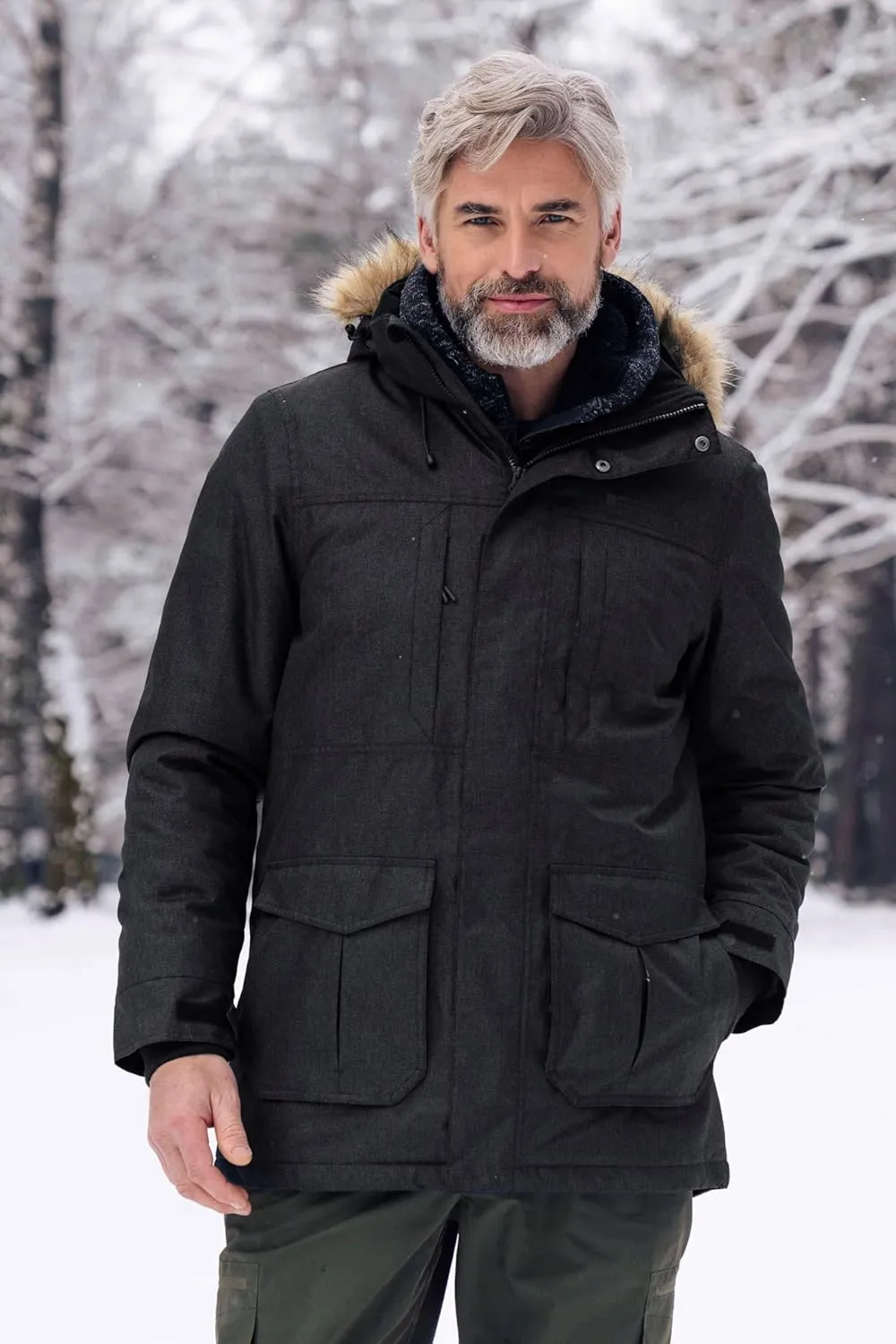 Mountain Warehouse Gorge Mens Long Waterproof Rain Jacket -For Winter