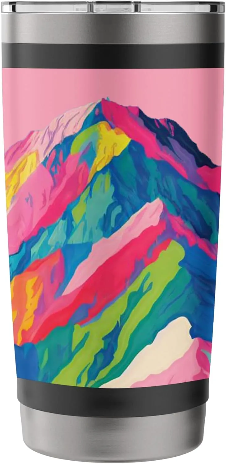 MOUNTAINS-MULTICOLOR MOUNTAIN RANGE-CAMPING AND THE OUTDOORS Stainless Steel Insulated Tumbler