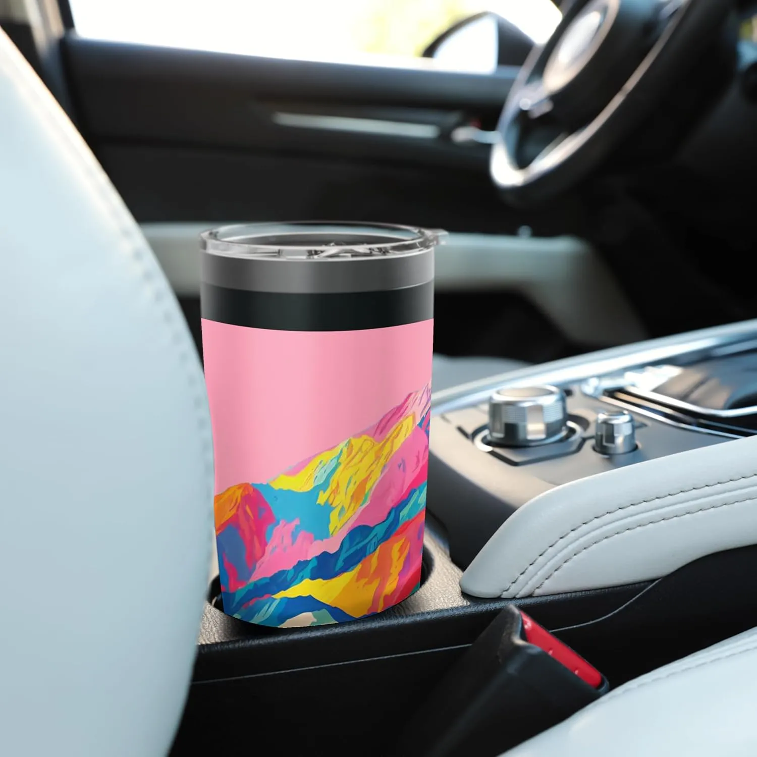 MOUNTAINS-MULTICOLOR MOUNTAIN RANGE-CAMPING AND THE OUTDOORS Stainless Steel Insulated Tumbler
