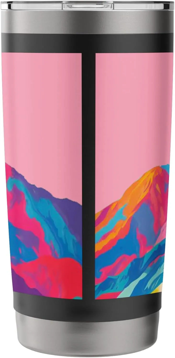 MOUNTAINS-MULTICOLOR MOUNTAIN RANGE-CAMPING AND THE OUTDOORS Stainless Steel Insulated Tumbler