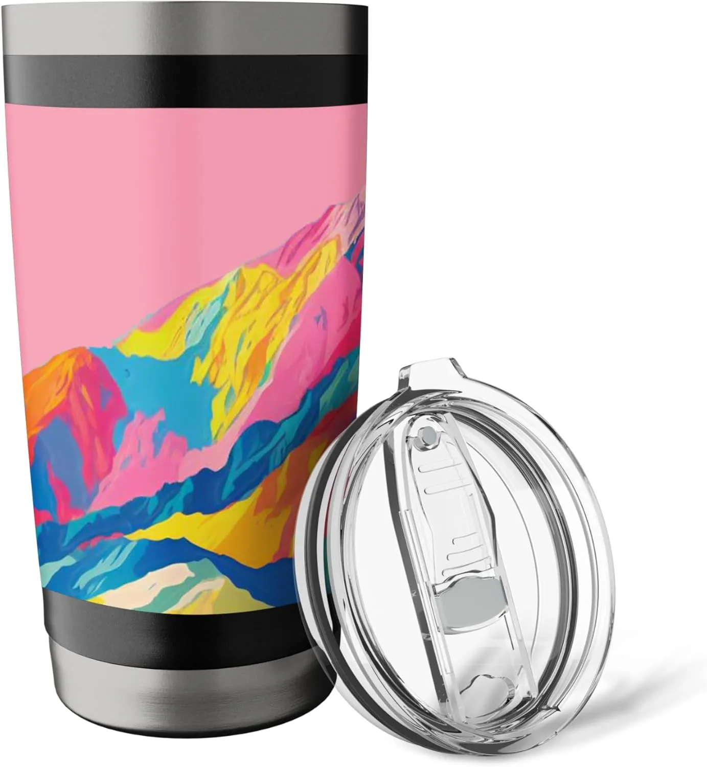 MOUNTAINS-MULTICOLOR MOUNTAIN RANGE-CAMPING AND THE OUTDOORS Stainless Steel Insulated Tumbler