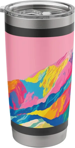 MOUNTAINS-MULTICOLOR MOUNTAIN RANGE-CAMPING AND THE OUTDOORS Stainless Steel Insulated Tumbler