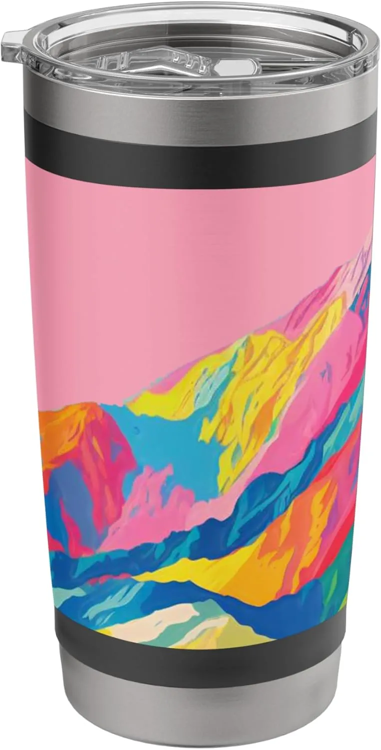 MOUNTAINS-MULTICOLOR MOUNTAIN RANGE-CAMPING AND THE OUTDOORS Stainless Steel Insulated Tumbler