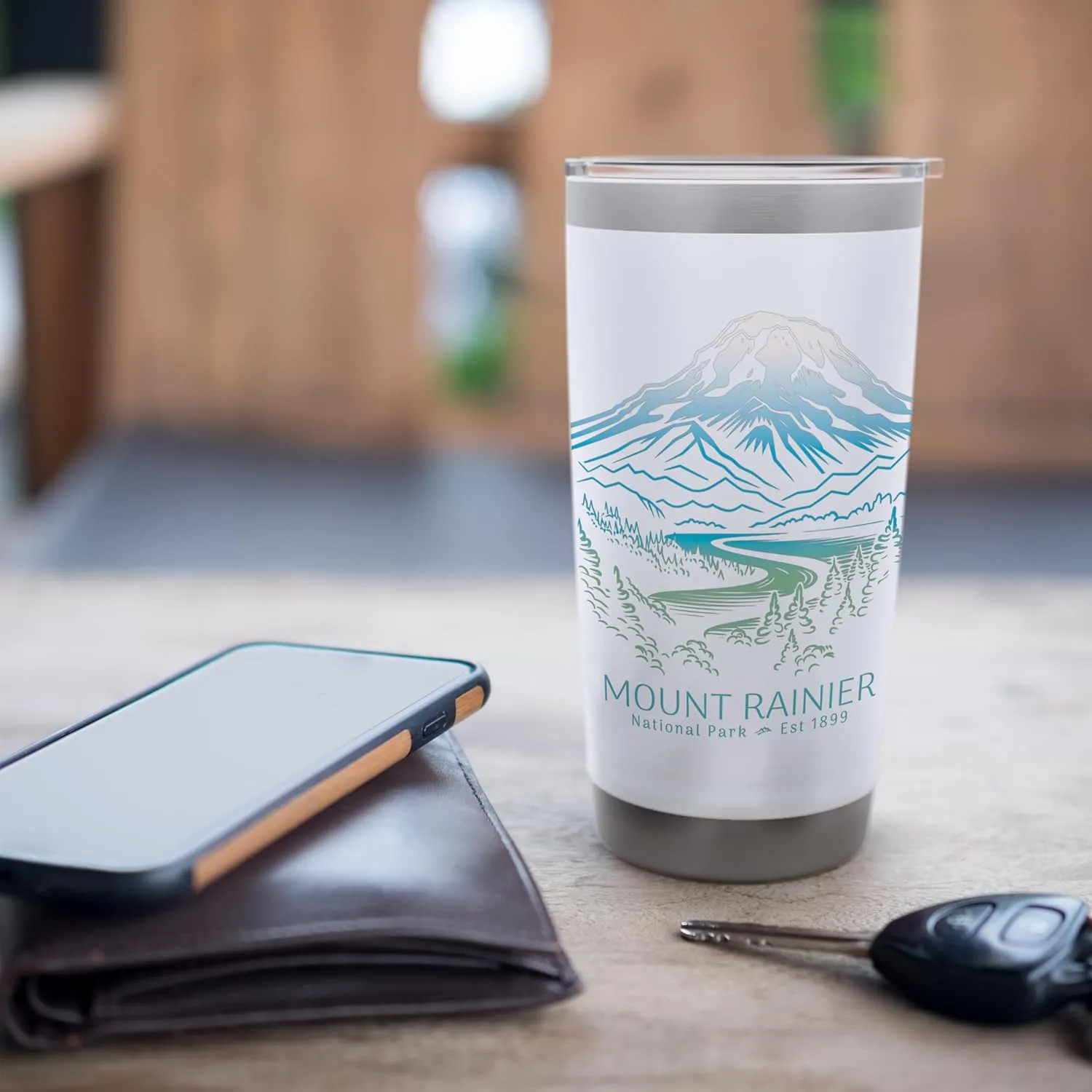 Mt. Rainier National Park Hiking Camping Mountain Souvenir Stainless Steel Insulated Tumbler