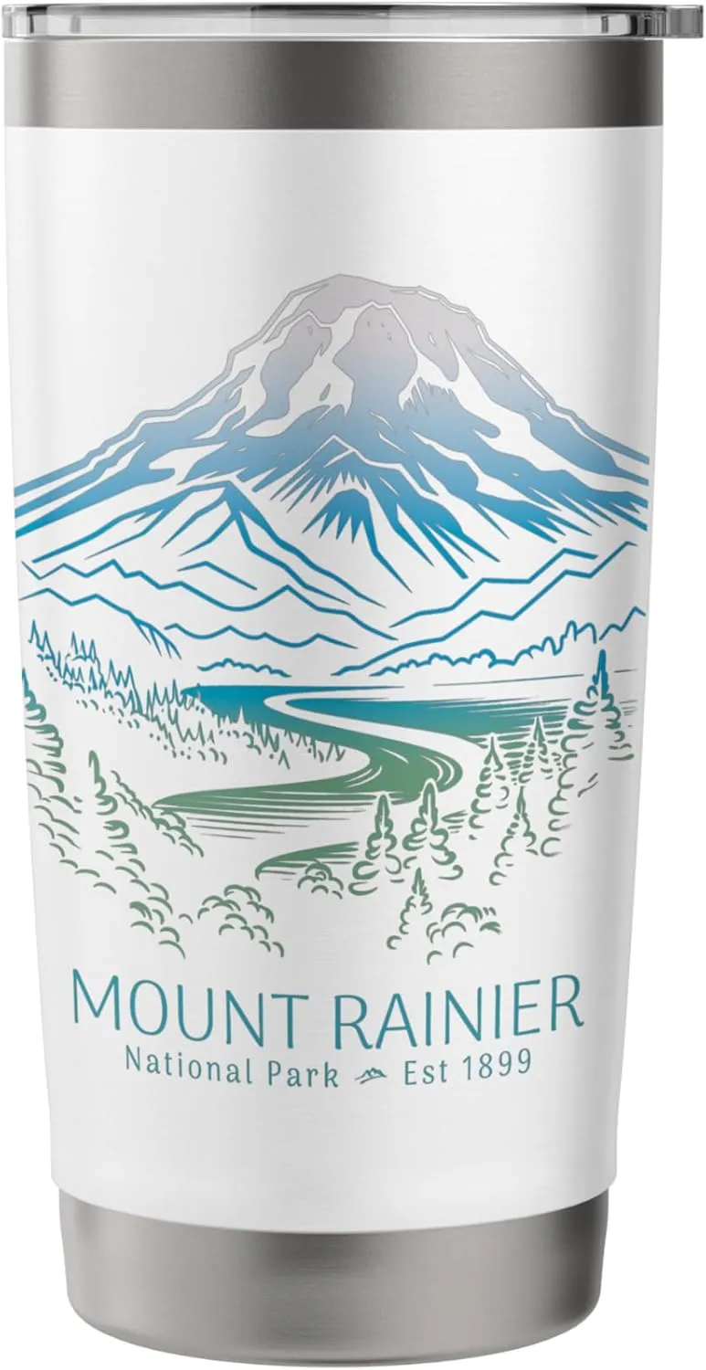 Mt. Rainier National Park Hiking Camping Mountain Souvenir Stainless Steel Insulated Tumbler