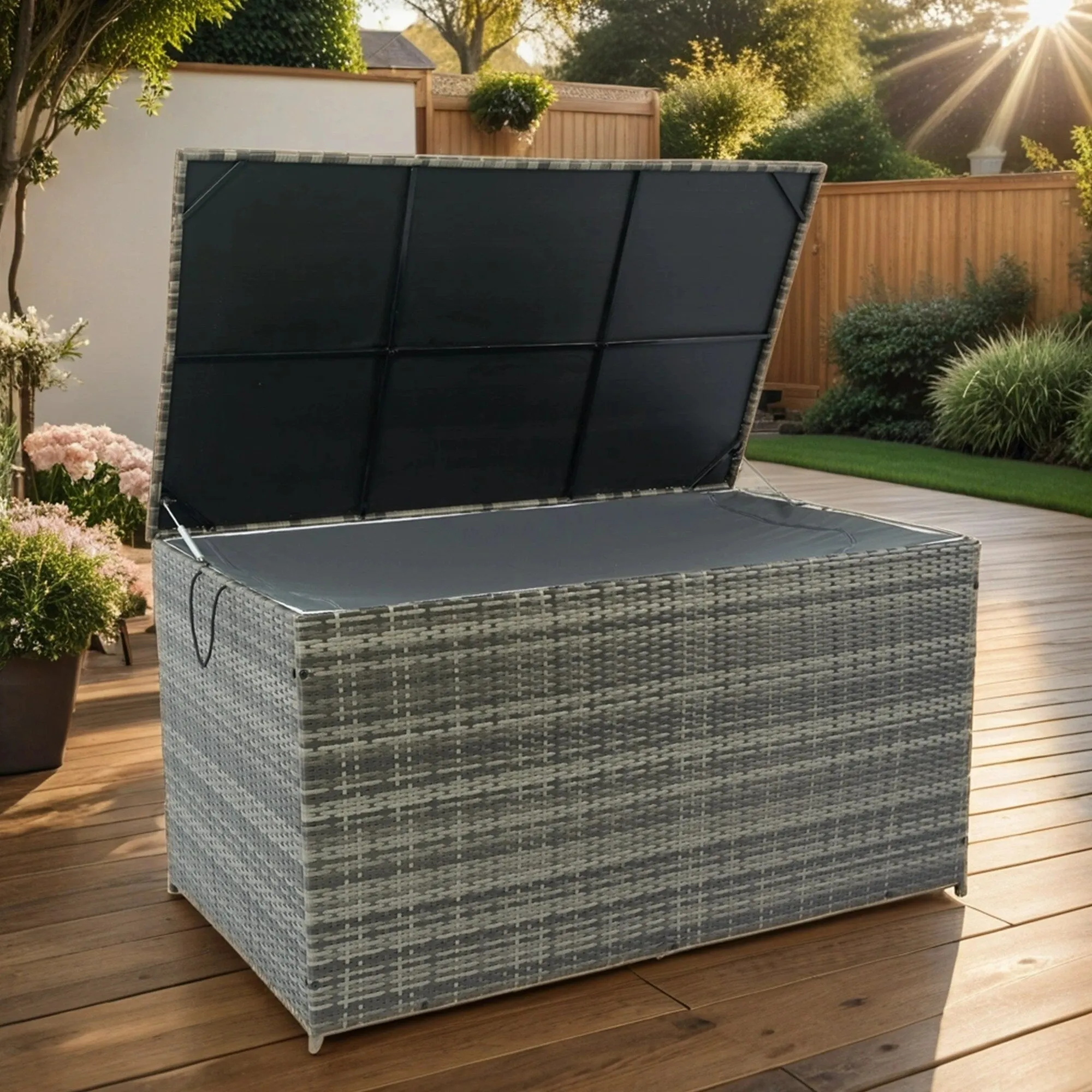 Multi-Functional Storage Box Large Storage Box Bench Heavy Duty Storage Box with Glide Hinges and Removable Inner Liner