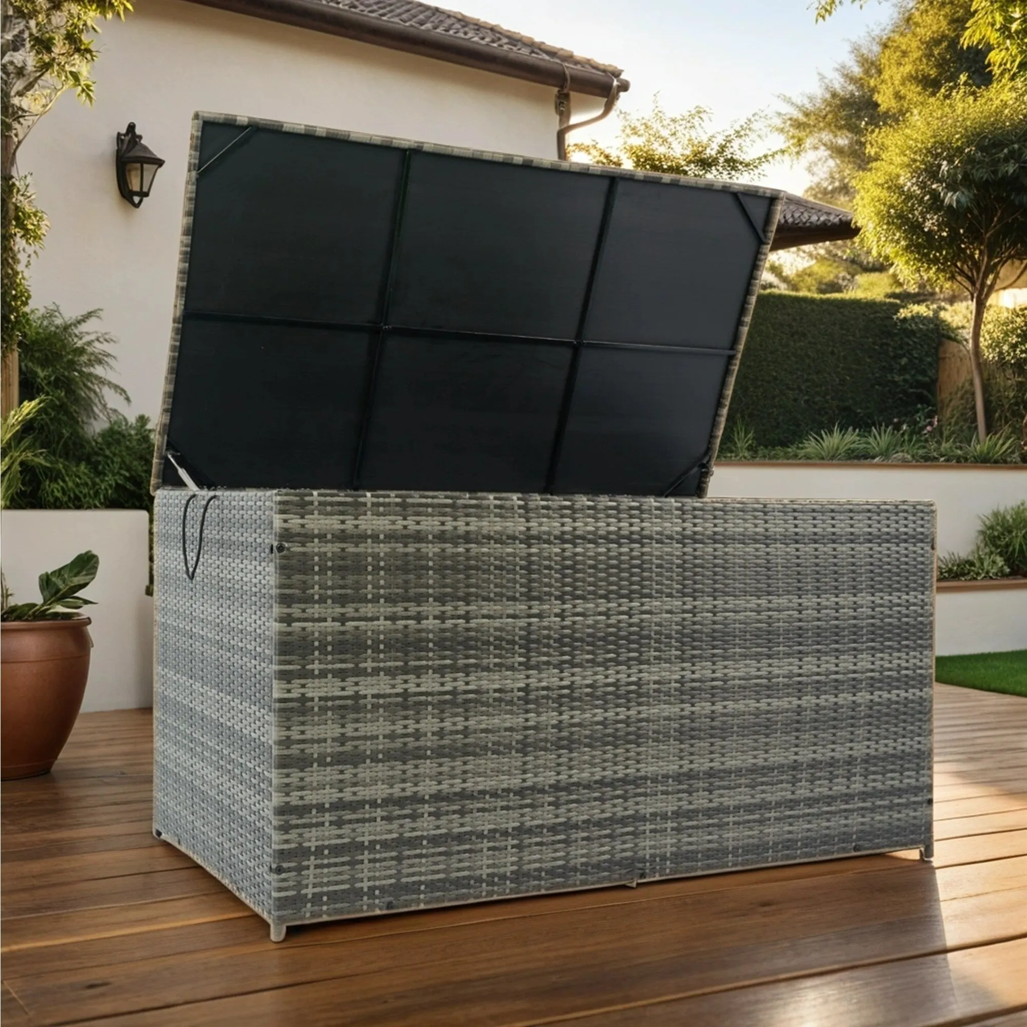 Multi-Functional Storage Box Large Storage Box Bench Heavy Duty Storage Box with Glide Hinges and Removable Inner Liner