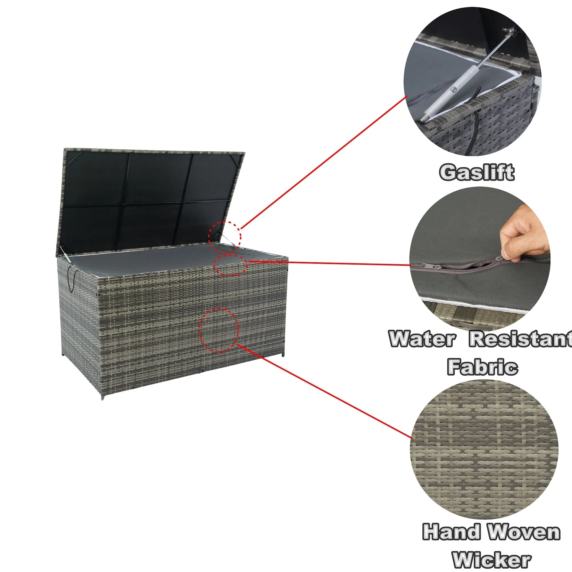 Multi-Functional Storage Box Large Storage Box Bench Heavy Duty Storage Box with Glide Hinges and Removable Inner Liner