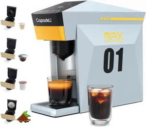Multifunctional 4 in1 Espresso Machine, for Nespresso Original Capsule/K-cup Capsule/L’OR Ne'spresso Original Capsule/Do'lce Gusto/Ground Coffee,19Bar Pressure Single Serve Coffee Maker (Black)