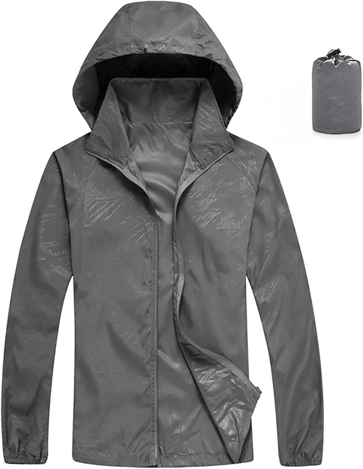 Muscularfit Mens Packable Rain Jacket Lightweight Waterproof Windbreaker Jackets Sun Hoodie Light Raincoats with Storage Bag