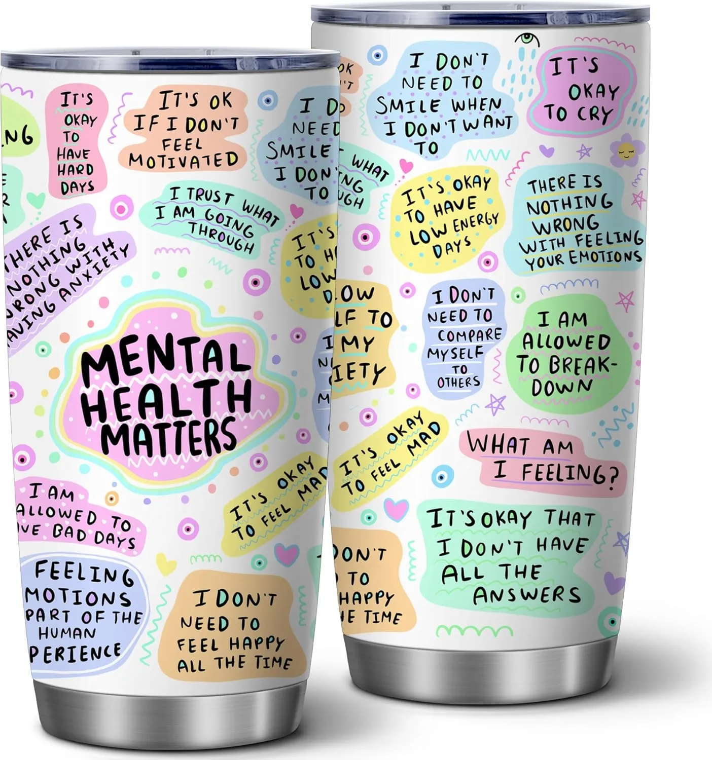 My Mental Breakdown Cup,Positive Daily Affirmations Cup,Mental Health Awareness,Inspirational, Motivational Gifts for Women, Insulated Stainless Steel Double Wall Vacuum Tumblers with Lid,1 Pcs