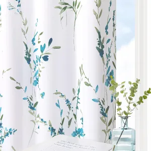 MYSKY HOME Living Room Curtains 84 inches Long Floral Curtains Light Filtering Thermal Insulated Soft for Dining Room Farmhouse Leaf Grommet Curtains Home Decoration, Set of 2 Panels, Sage