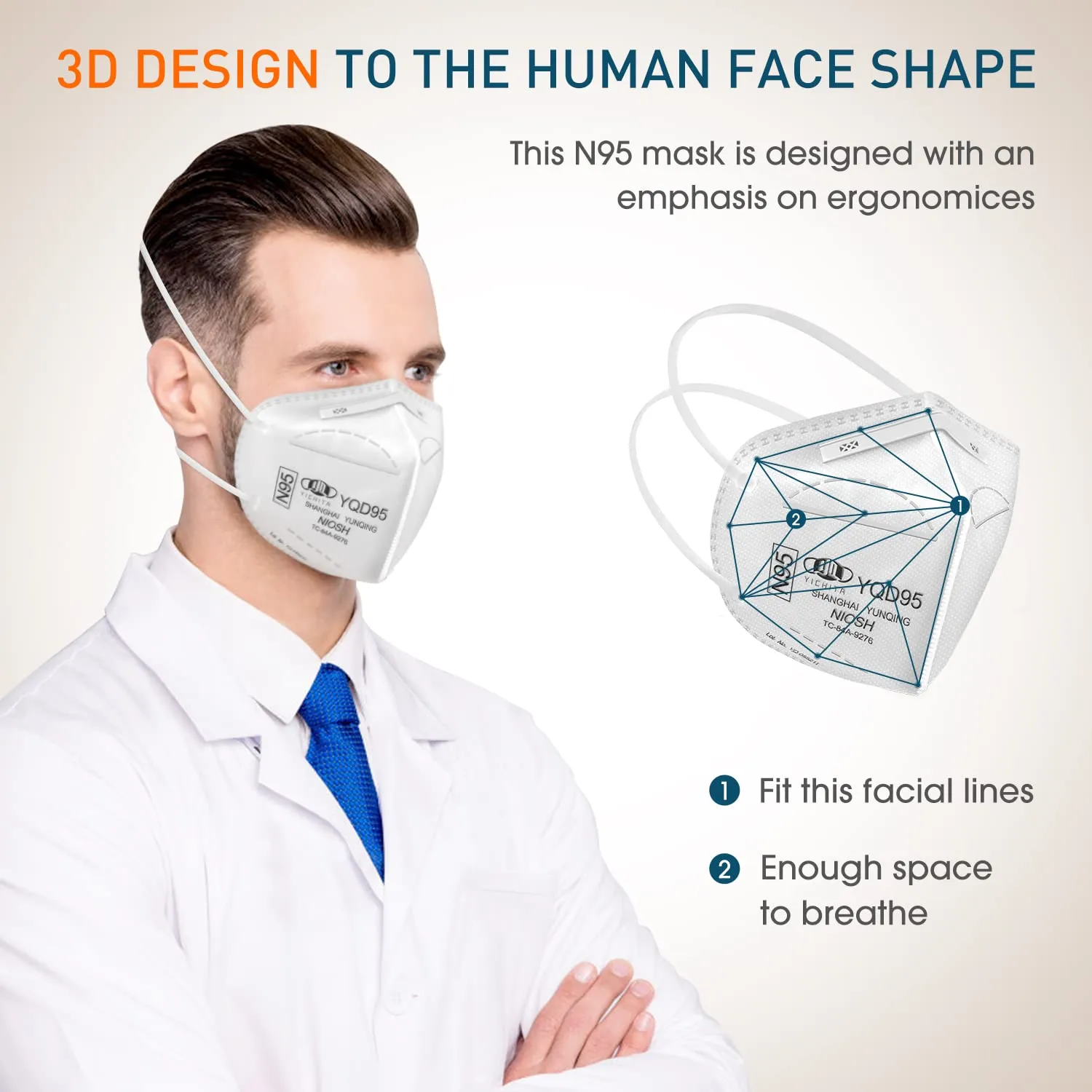 N95 Mask NIOSH Approved 25-Pack, Particulate Respirator N95 Face Masks Universal Fit - Individually Wrapped