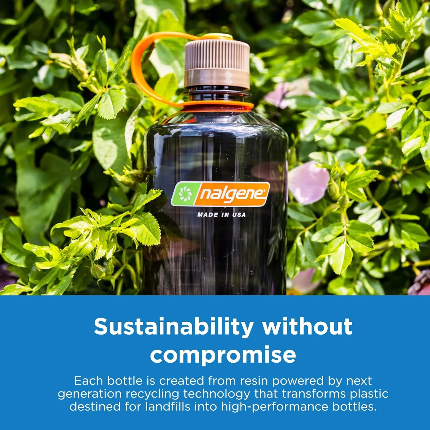 Nalgene Sustain Tritan BPA-Free Water Bottle Made with Material Derived from 50% Plastic Waste, 32 OZ, Narrow Mouth, Cherry Blossom