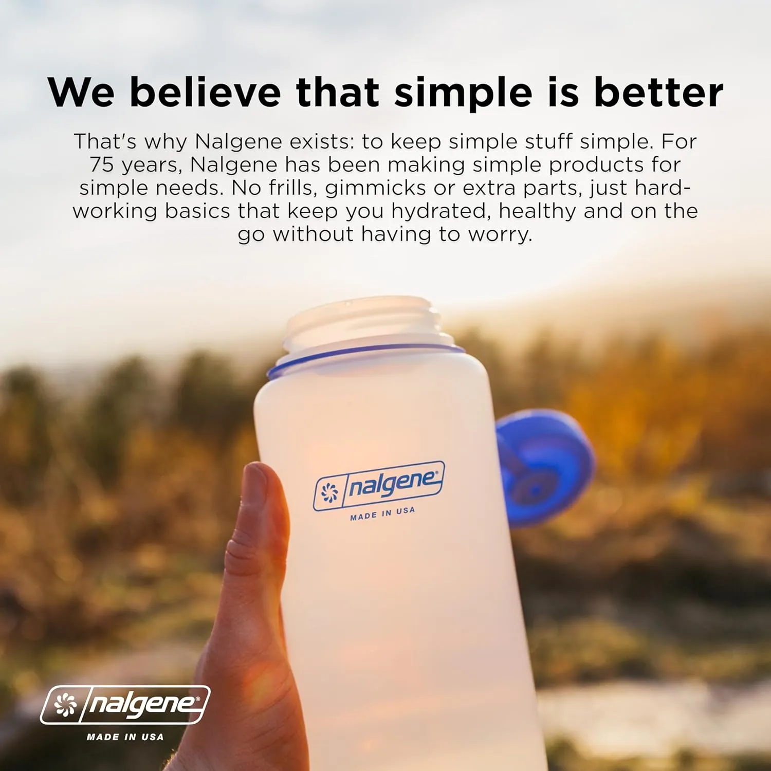 Nalgene Sustain Tritan BPA-Free Water Bottle Made with Material Derived from 50% Plastic Waste, 32 OZ, Narrow Mouth, Cherry Blossom