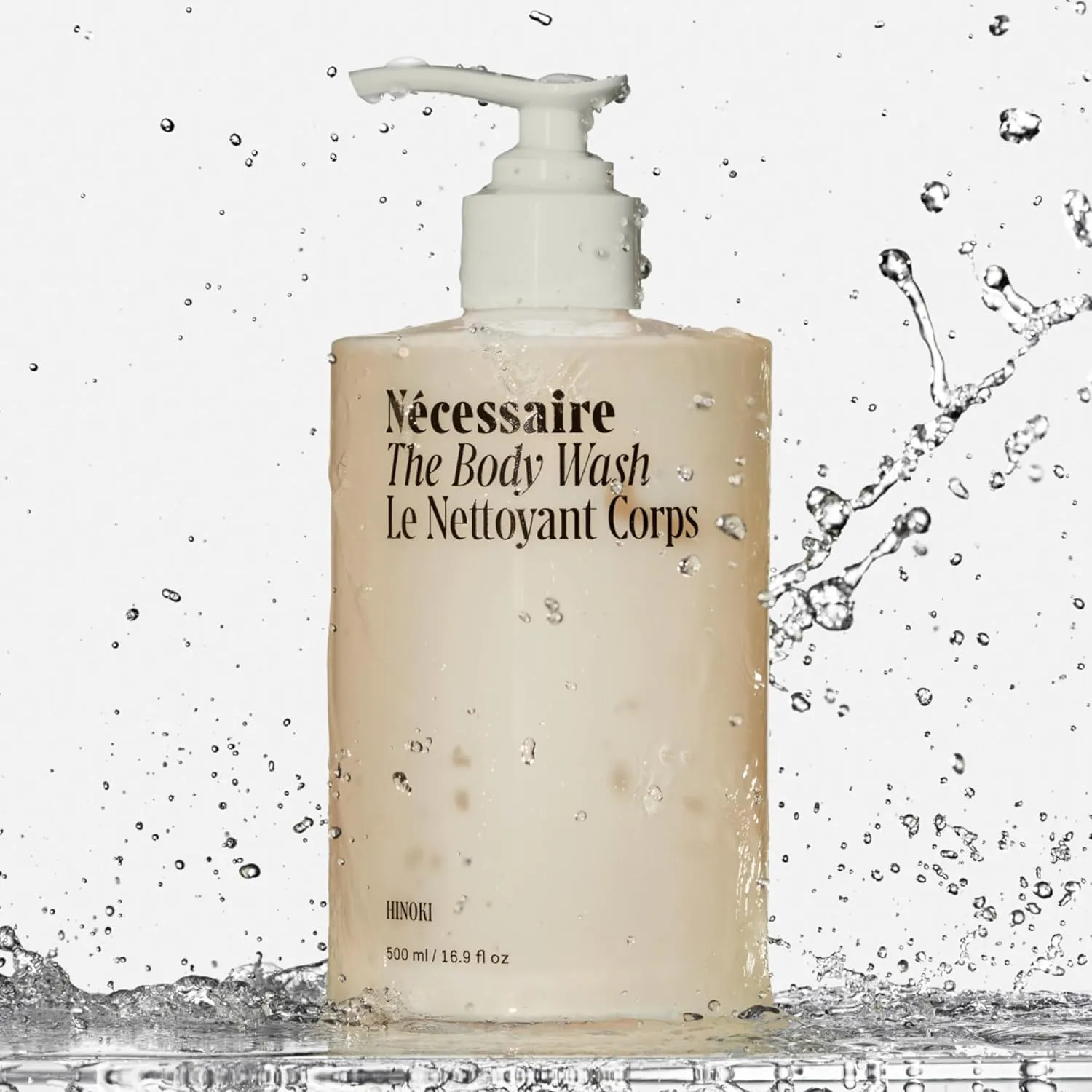 Nécessaire The Body Wash Hinoki. Natural Body Wash for Women & Men, Softening Shower Gel with Gentle Exfoliating Acids AHA/BHA/PHA. Gel Cleanse,16.9 fl oz