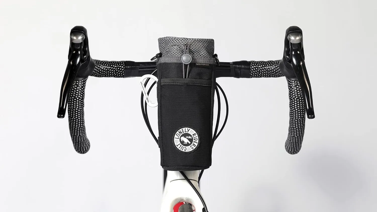 NEO PORTER C-HOLD DX (1.1L) Bike Water Bottle Holder Bag for Handlebar, Thermal Insulated Container for Drink, Beverage, Food and Snacks (Black-Grey)
