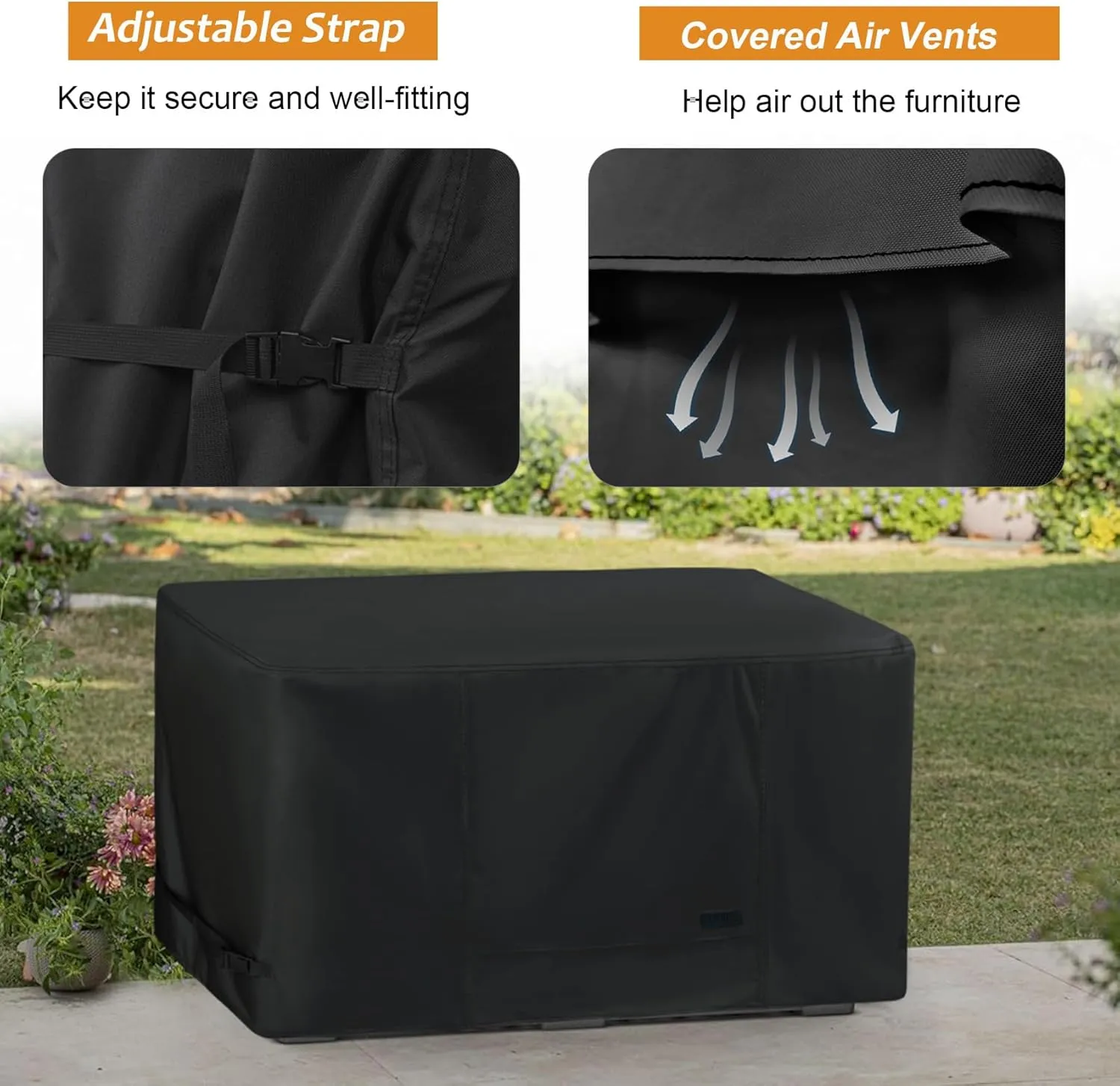 NettyPro Deck Box Cover, Fade Resistant Waterproof Outdoor Patio Storage Box Bench Cover for Keter Rectangular 150-135 Gallon Resin Deck Box, 57 x 28 x 24 inch, Black