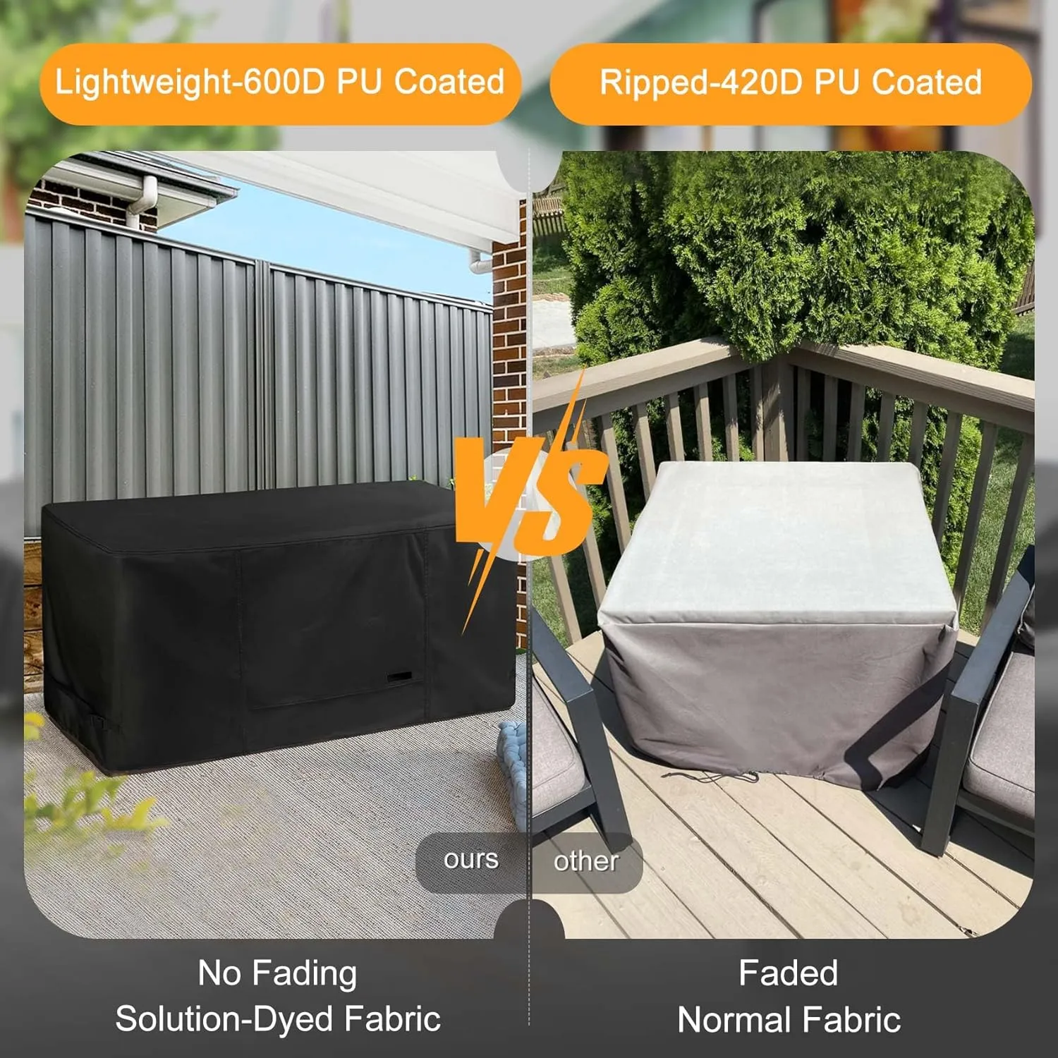 NettyPro Deck Box Cover, Fade Resistant Waterproof Outdoor Patio Storage Box Bench Cover for Keter Rectangular 150-135 Gallon Resin Deck Box, 57 x 28 x 24 inch, Black