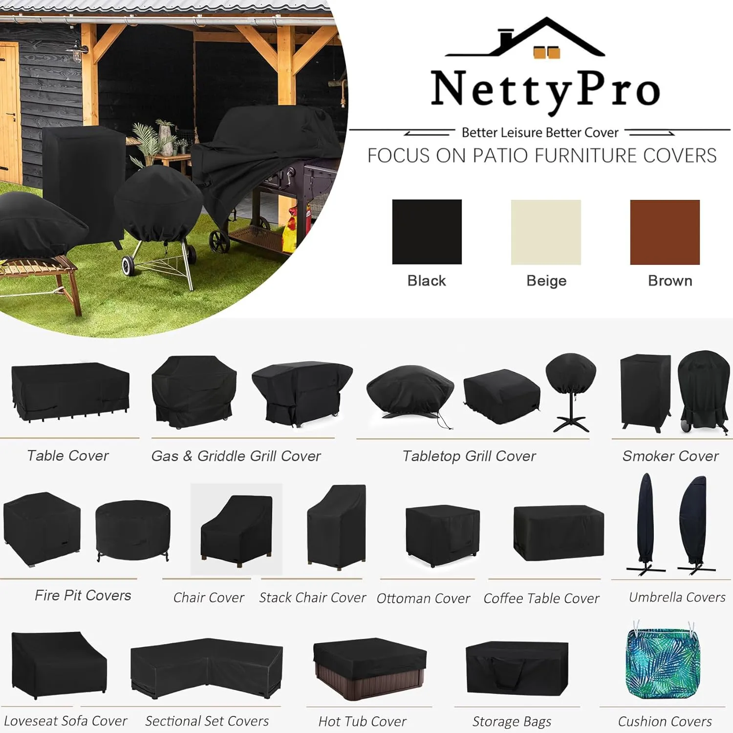 NettyPro Deck Box Cover, Fade Resistant Waterproof Outdoor Patio Storage Box Bench Cover for Keter Rectangular 150-135 Gallon Resin Deck Box, 57 x 28 x 24 inch, Black