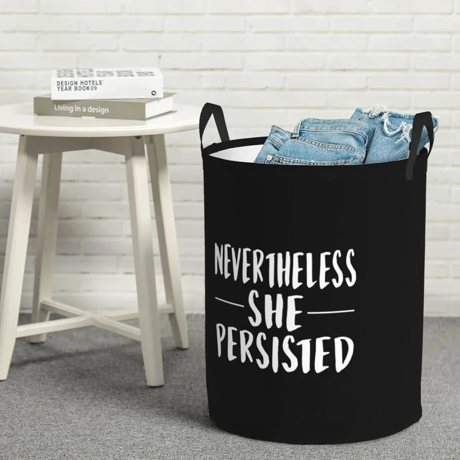 Nevertheless, She Persist Laundry Basket Circular Portable Storage Box Organizer Laundry Basket Portable Laundry Storage Box