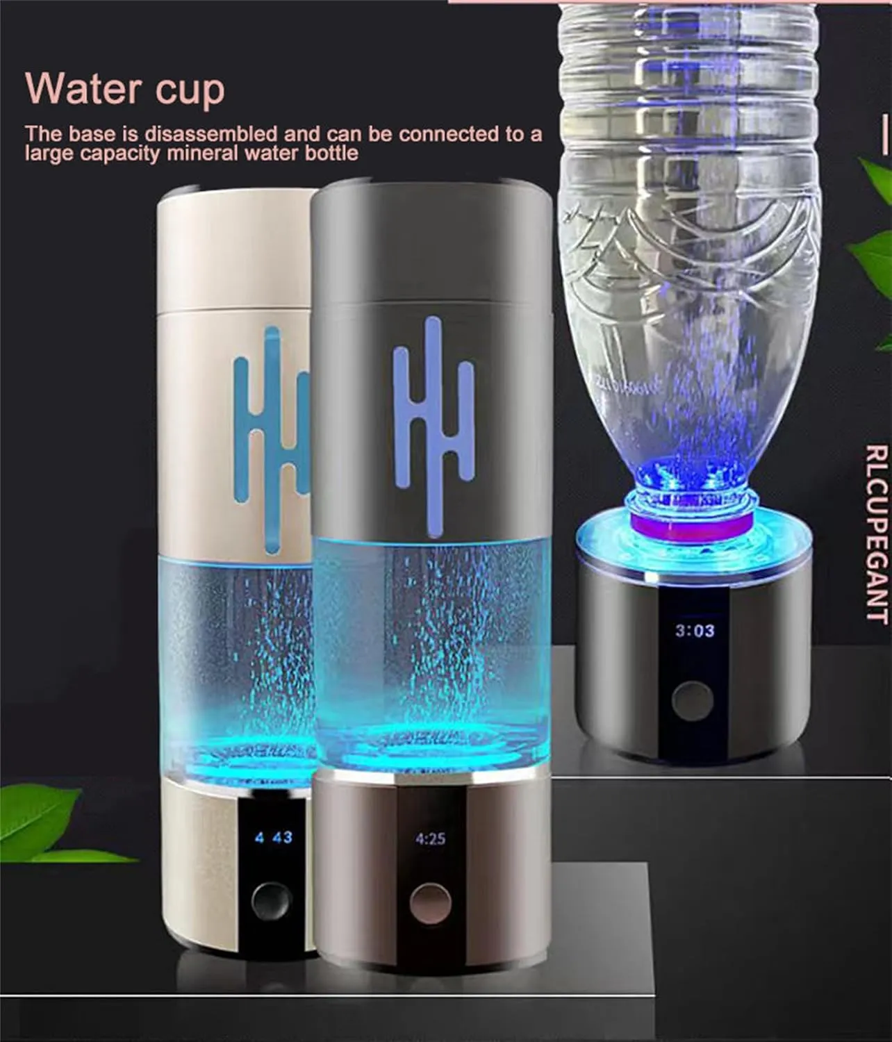 New Upgrated Hydrogen Water Bottle Generator, High-Concentration Up to 13520ppb with Metal Body, SPE PEM Dual Chamber Ionizer, Magnet charging, 230ml