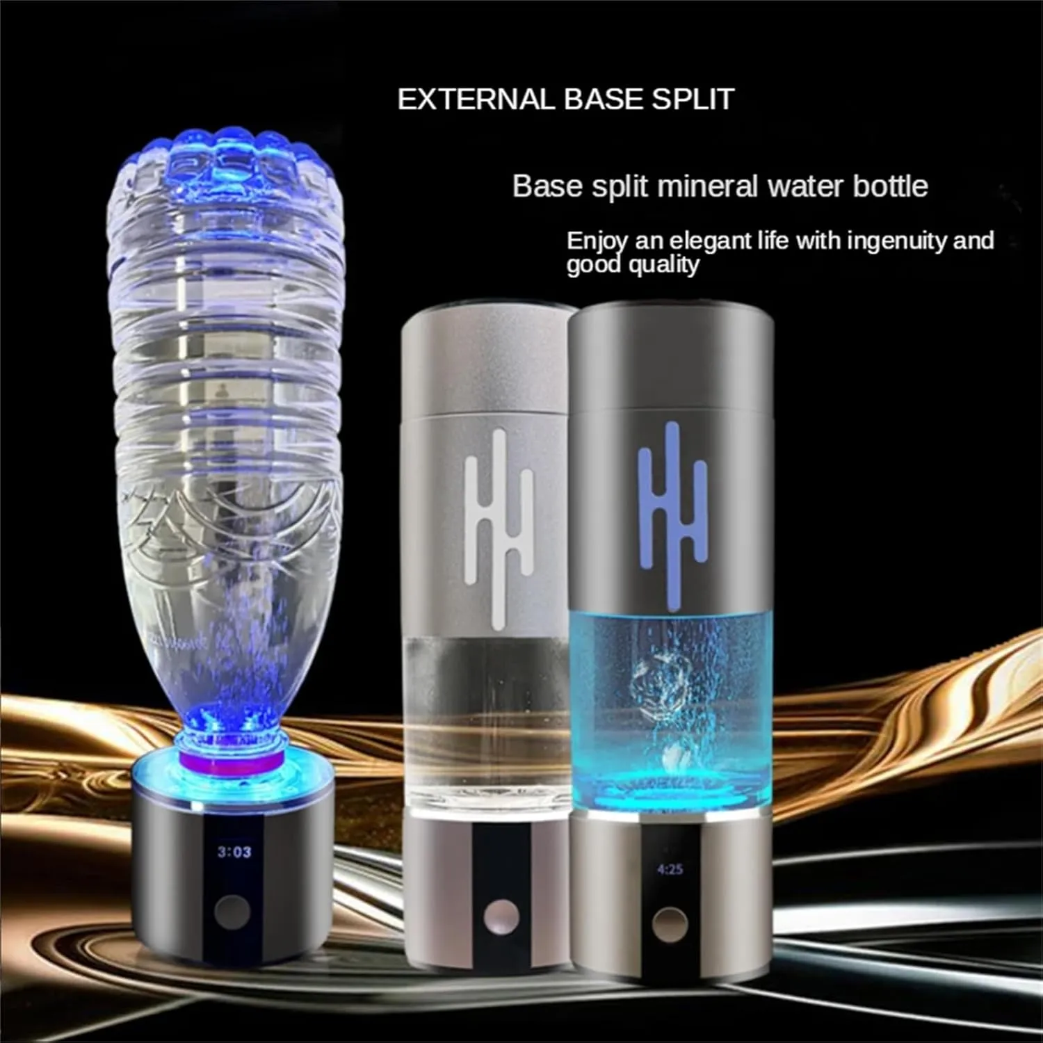 New Upgrated Hydrogen Water Bottle Generator, High-Concentration Up to 13520ppb with Metal Body, SPE PEM Dual Chamber Ionizer, Magnet charging, 230ml