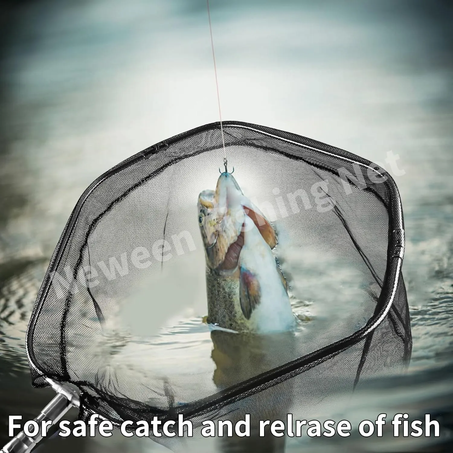 Neween Fishing Net, Foldable Collapsible Telescopic Fish Landing Net, Durable Nylon Material Mesh Landing Net for Easy Catching or Releasing for Trout