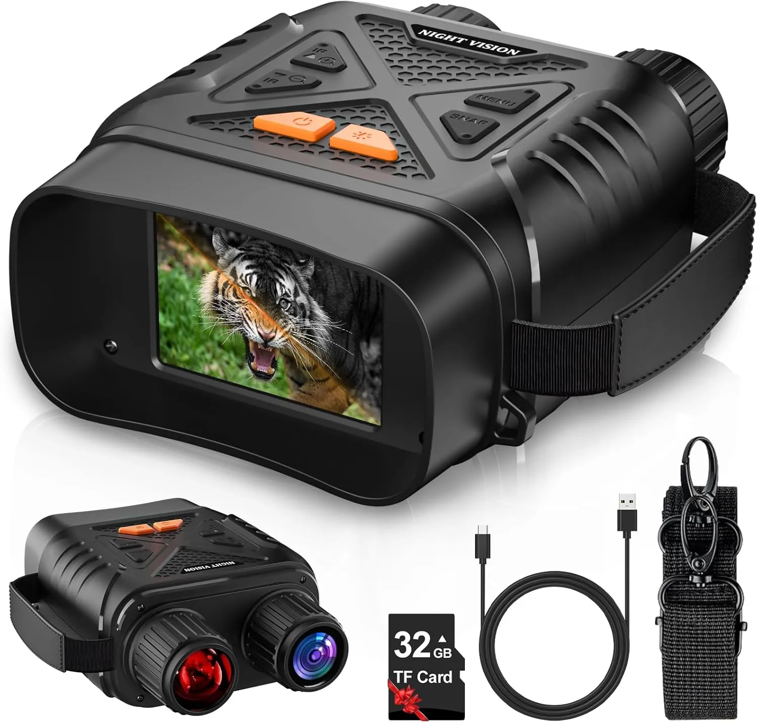 Night Vision Goggles, 2624FT Night Vision Binoculars for Adults, Infrared Night Vision with 32GB TF Card for Photos and Videos, 10X Digital Zoom, Infrared Binoculars for Hunting, Camping and Travel