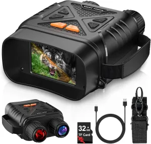 Night Vision Goggles, 2624FT Night Vision Binoculars for Adults, Infrared Night Vision with 32GB TF Card for Photos and Videos, 10X Digital Zoom, Infrared Binoculars for Hunting, Camping and Travel