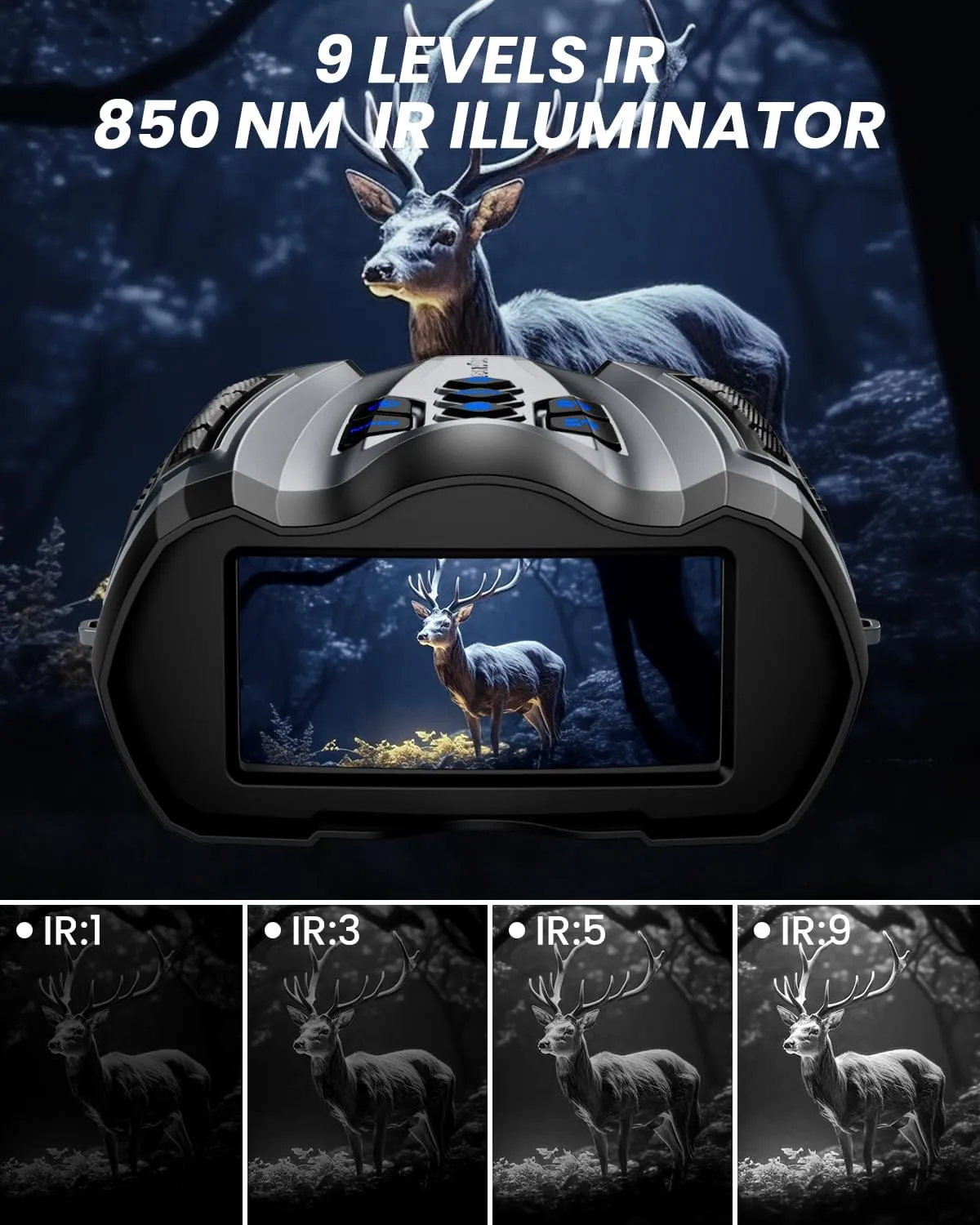 Night Vision Goggles, 4K Binoculars with Camera, 3.5" HD Display and 32GB TF Card, 9 Gear Night Vision, 10X Digital Zoom, 4000mAh Battery Nightvision