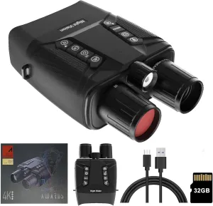 Night Vision Goggles - 4K Night Vision Binoculars for Adults, 3" HD Screen, 5000mAh Battery, 8X Digital Zoom External Flashlight for Camping